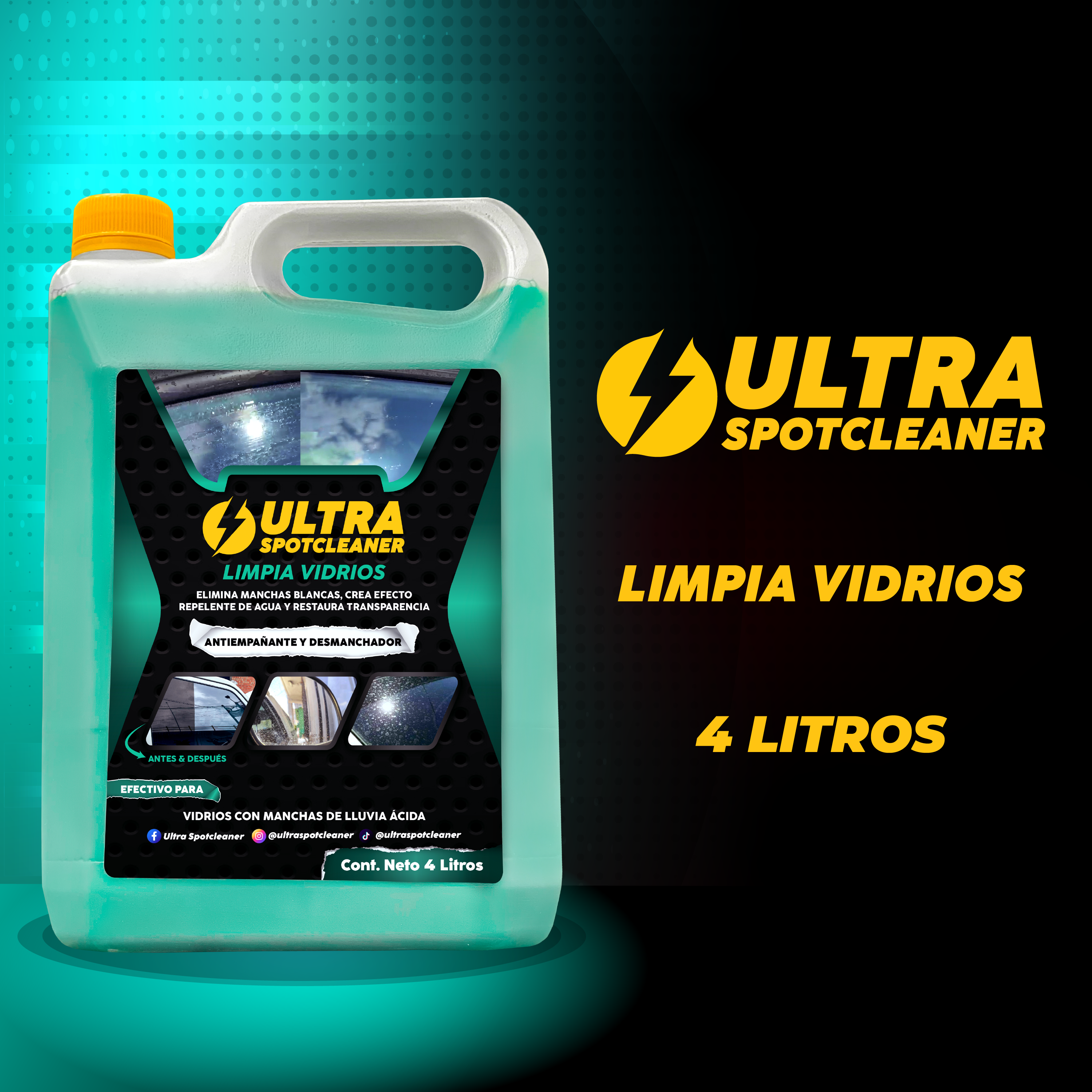 Vista 2 de LIMPIA VIDRIOS - TAMAÑO: 2 LITROS